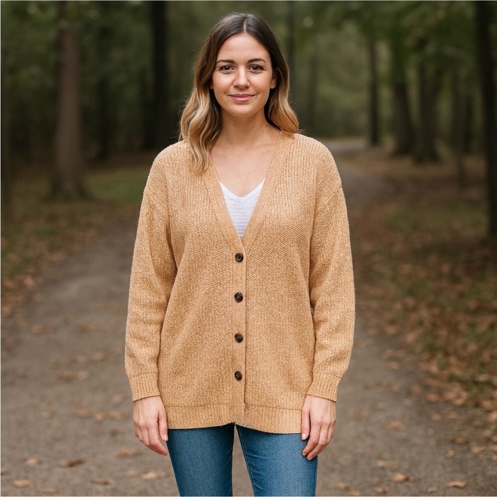 NWT J. Jill Cardigan Sweater Size XL Marled Rust Ivory Knit Button Front‎ Casual